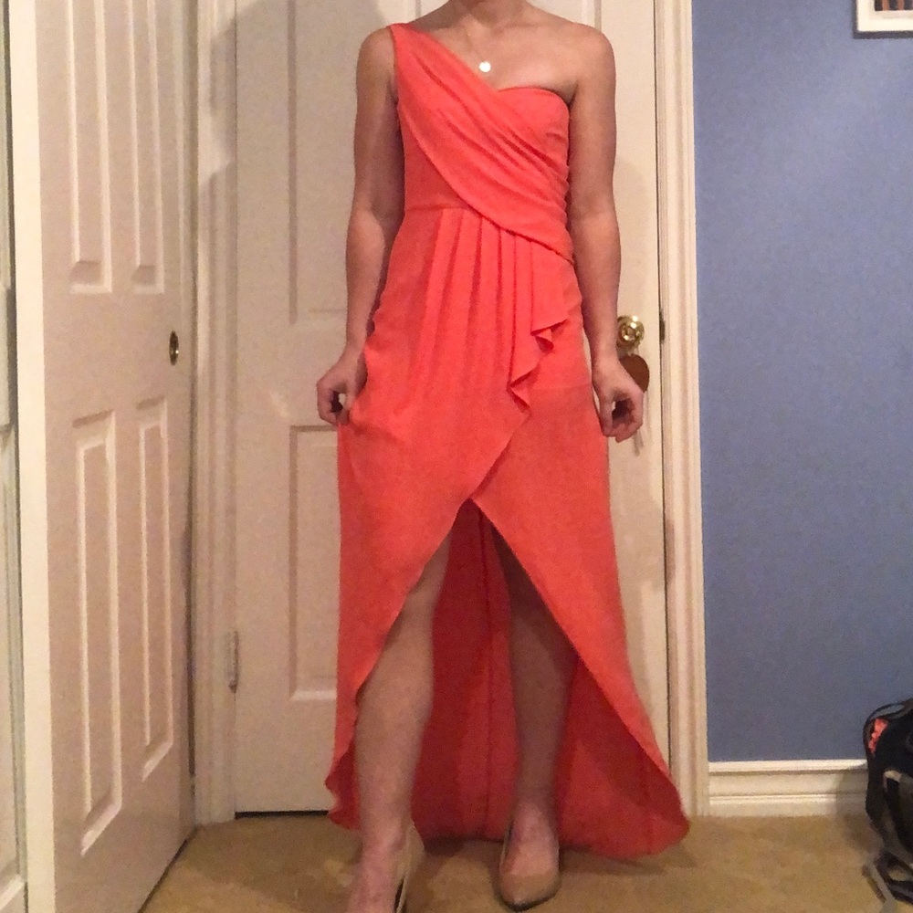 Coral One Shoulder BCBG Dress